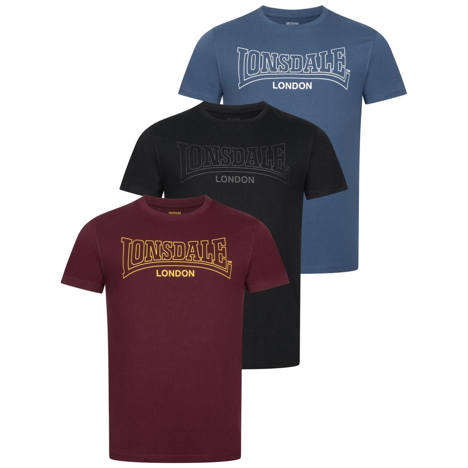 Lonsdale Men's Beanley T-Shirt, Black/Navy/Oxblood, 5XL