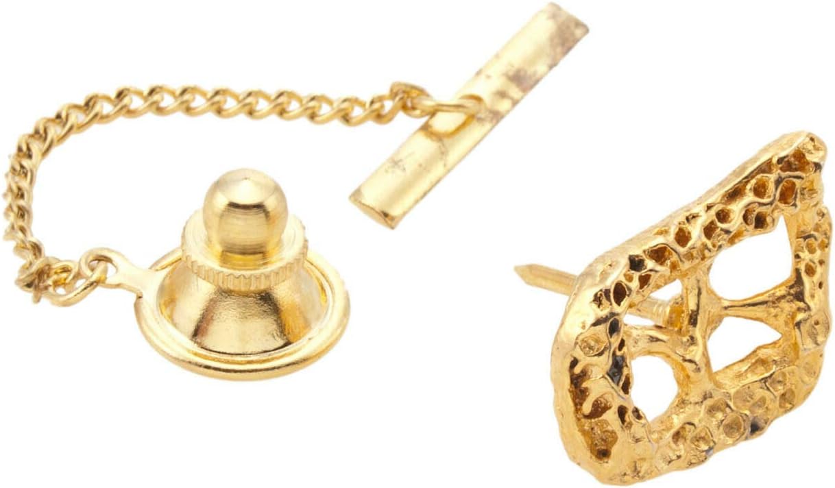 Mens Gold Tone Openwork Abstract Textured Window Tie Tac Tack Pin Gift Boxed 0.5 in charm original