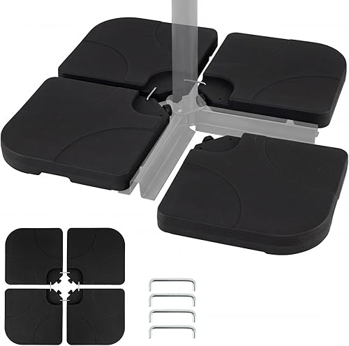 Miniatura 15 de Giantex 4 piezas de peso base para sombrilla de patio, 195 libras de agua y arena rellena para sombrilla voladiza, base de sombrilla de mercado al