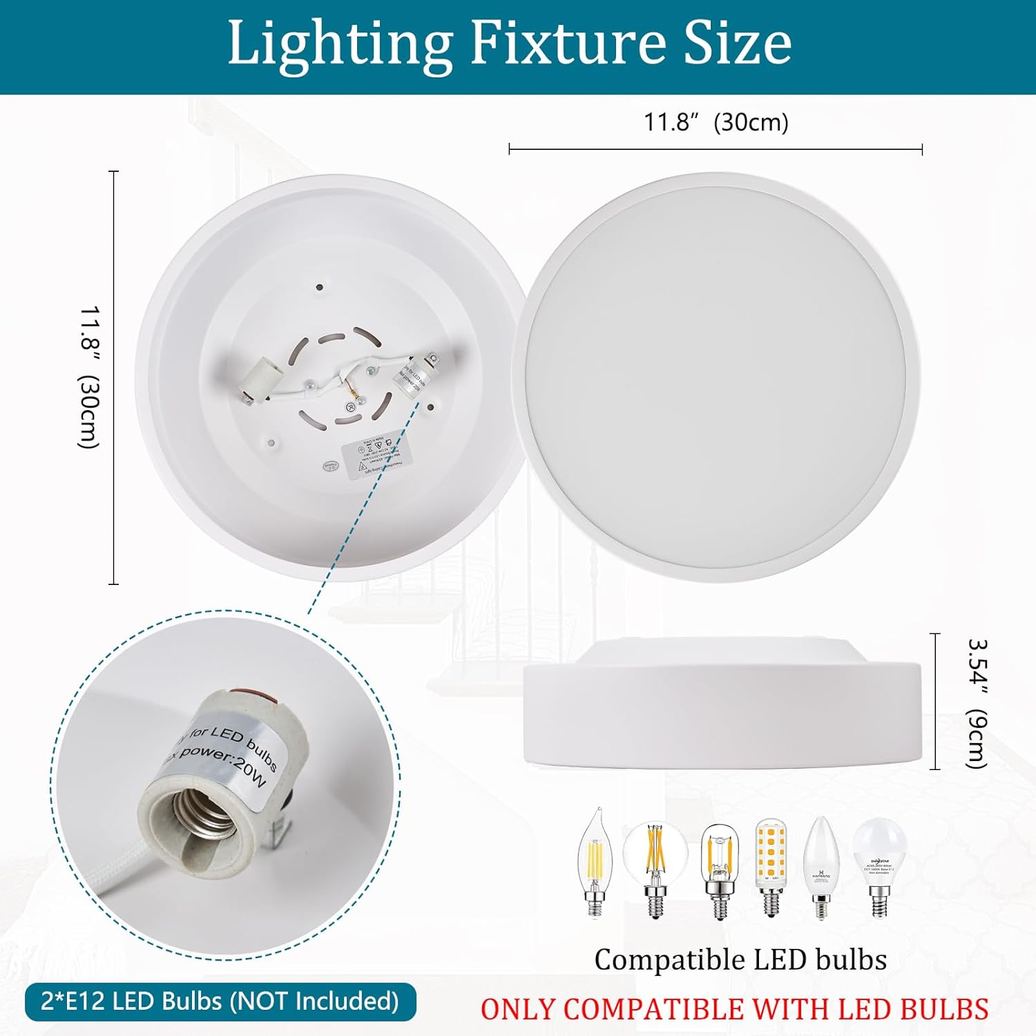 Modern Flush Mount Ceiling Light, 2-Lights Round White Ceiling Light Fixtures, Minimalistic Ceiling Lamp Acrylic Shade Lighting Fixture for Bedroom Laundry Room Foyer Hallway(11.8")