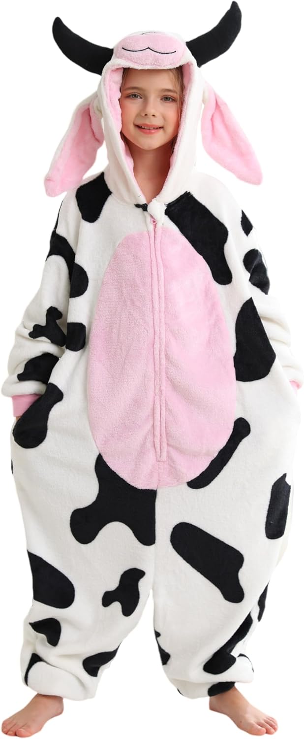 ATOZ ユニ 子供 動物 牛 ベルベット ワンジー ハロウィン コスチューム パジャマ クリスマス コスプレ 寝間着 男の子 女の