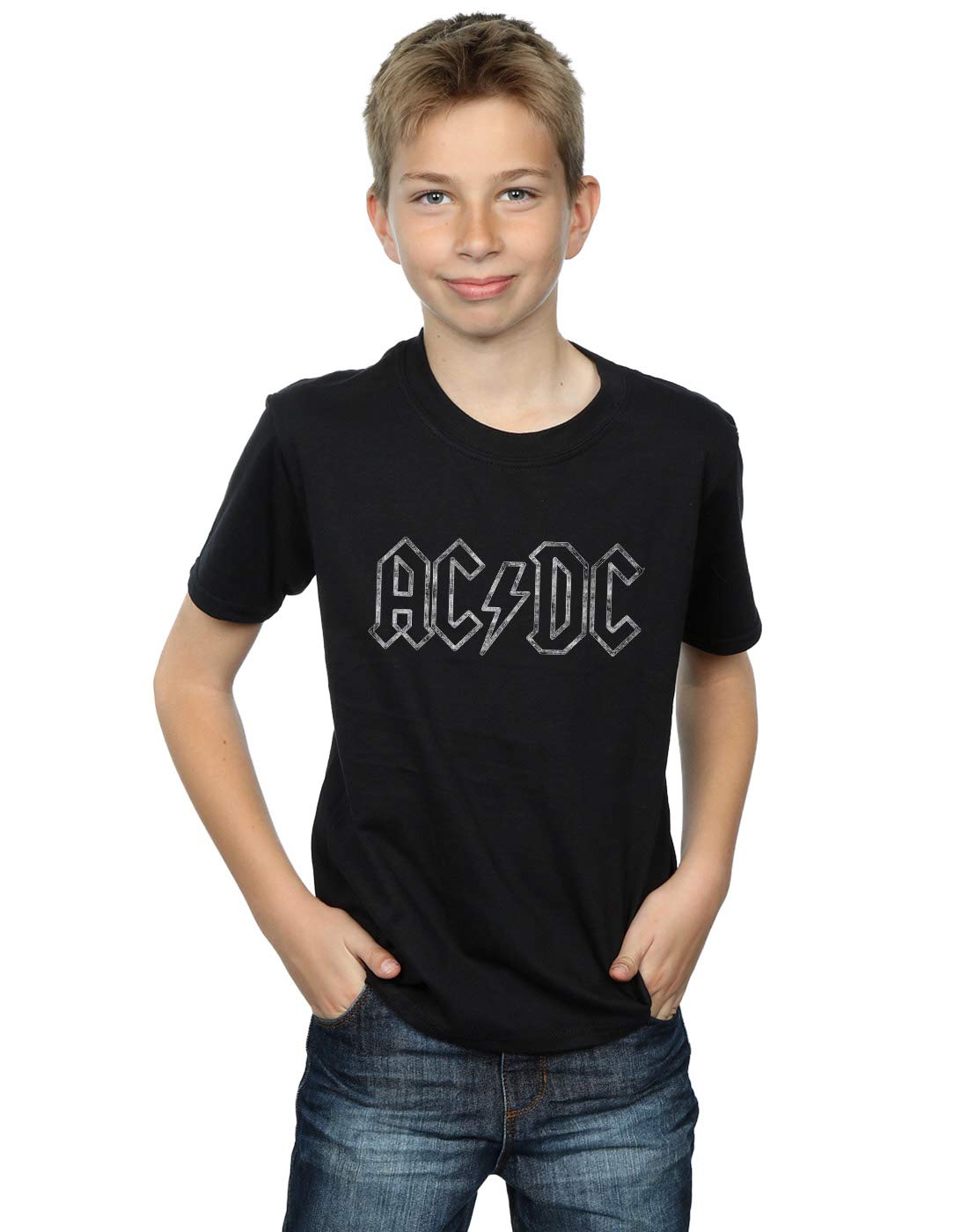 Absolute Cult Boys Black Ac/Dc Jagged Logo T-Shirt 9-11 Years