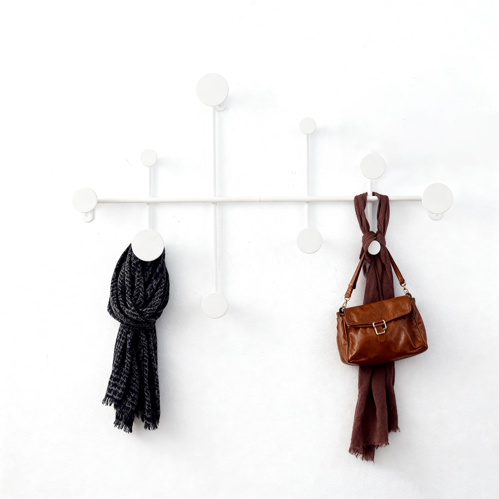 Bodoniy Coat Rack Wall Mount, Metal Wall Hanger with 10 Hooks for Coats, Hats, Keys, Bags, Modern Coat Hooks Wall-Mounted for Living Room, Bedroom,