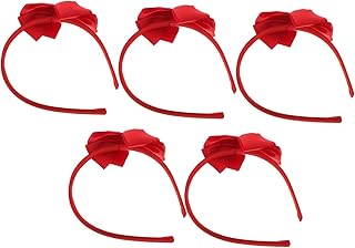 CIYODO 5 Piezas Banda para el cabello del arco infantil diademas para accesorios para el cabello para OMS decoración de cabeza de lazo lazos de diadema rojo