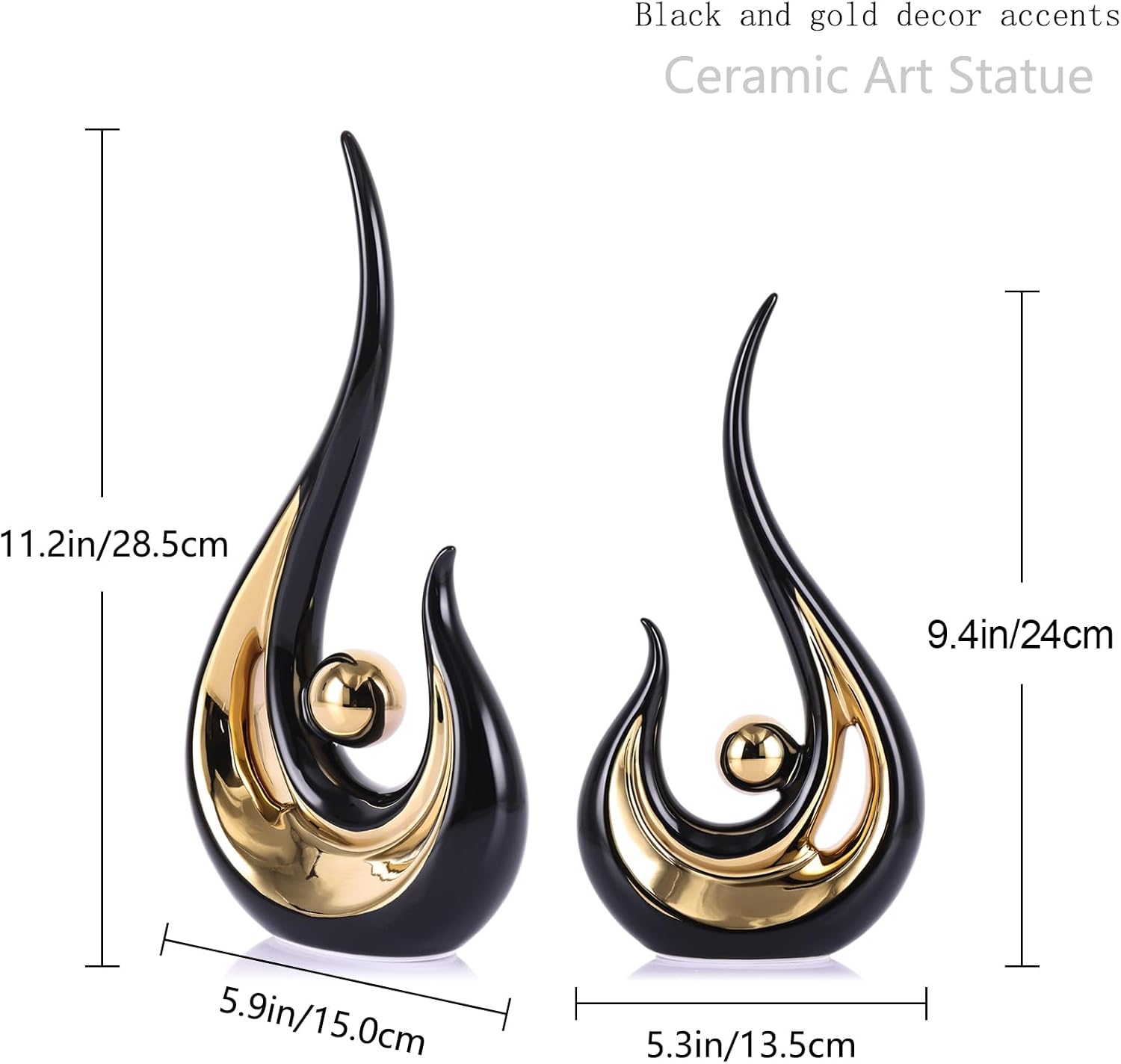 LCCCK Modern Abstract Art Home Decor Accent, Contemporary Statues Coffee Table Decor for Living Room, Table Centerpieces for Dining Room, Ceramic Sculptures and Gold Knick Knacks for TV Stand Decor