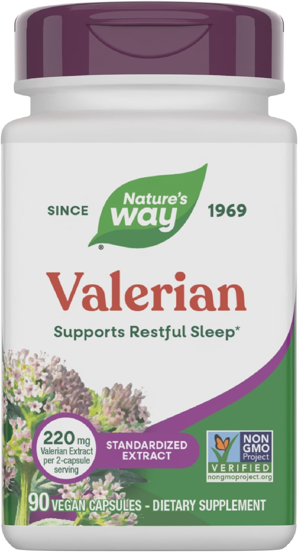 Valerian Premium Extract, 220 mg of valerian extract per 2-capsule Serving, Supports Restful Sleep, Non-GMO Project Verified, Herbal Supplements, Gluten Free - 90 Capsules (Pack of 1)