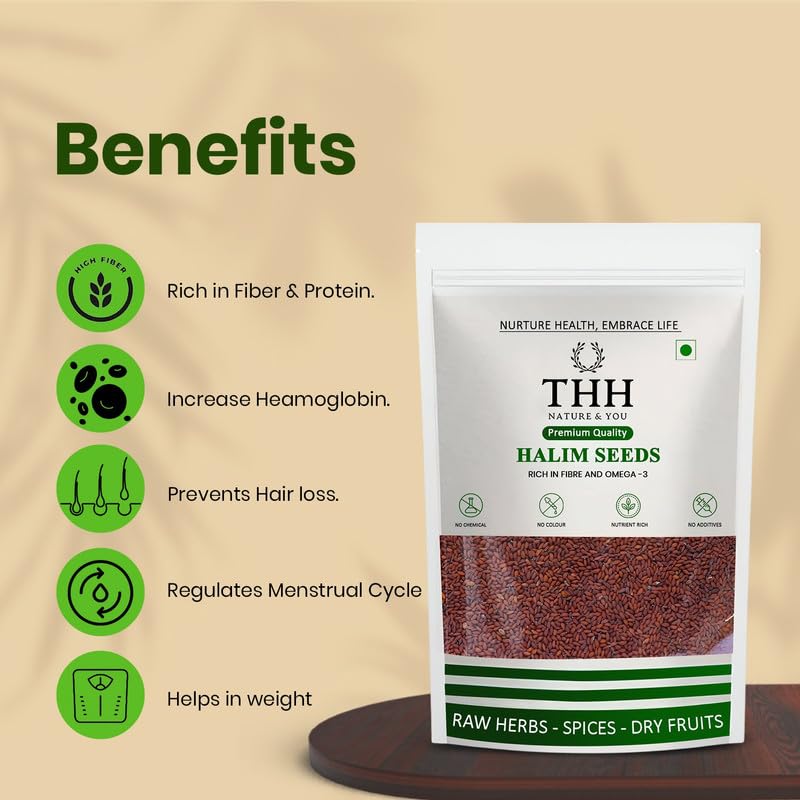 THH Halim Seeds 800g - Aliv Seeds | Rich in Fiber, Omega-3 & Essential Nutrients | Immunity Booster Superfood | Haleem Seed for Eating, Digestion, and Heart Health | Natural Superfood 3