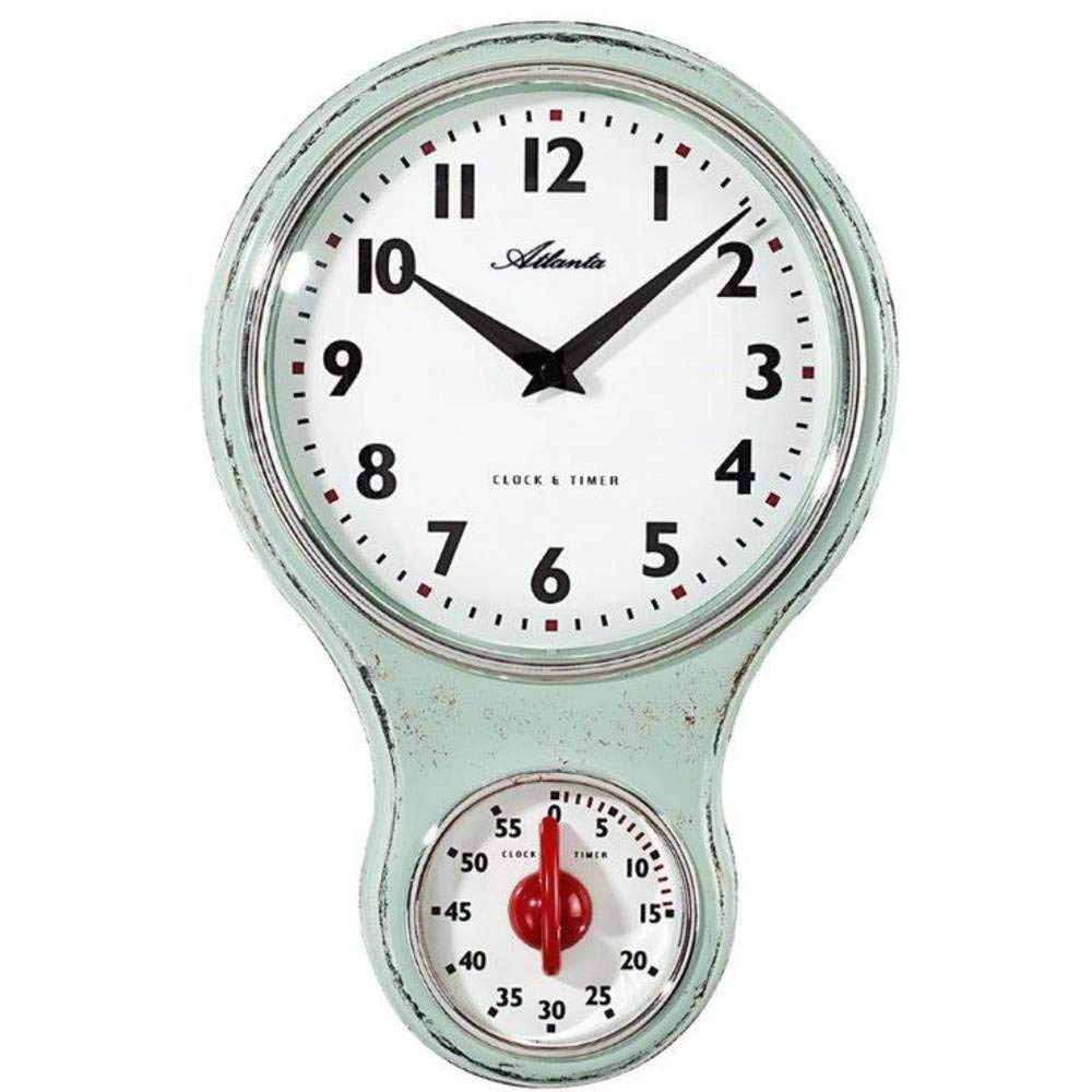 Atlanta 6124/6 Küchen-Wanduhr Nostalgie Hellgrün