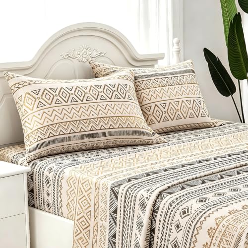 Juego de Sabanas 4 Piezas - Bajera para Cama 180x190cm, Encimera de 250x260cm y Dos Fundas de Almohada de 50x75 cm, 100% Poliéster(Amarillo, Cama 180)
