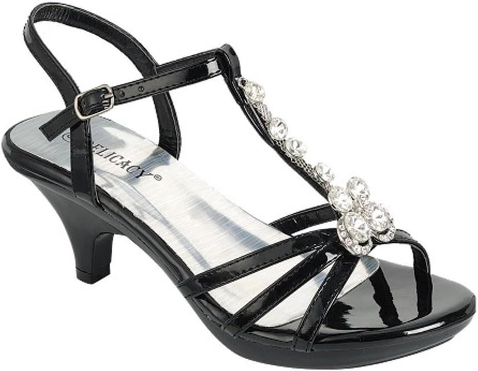 Delicacy Womens T-Strap Dress Sandals Low Heel Pumps Shoes angel62,Black,10