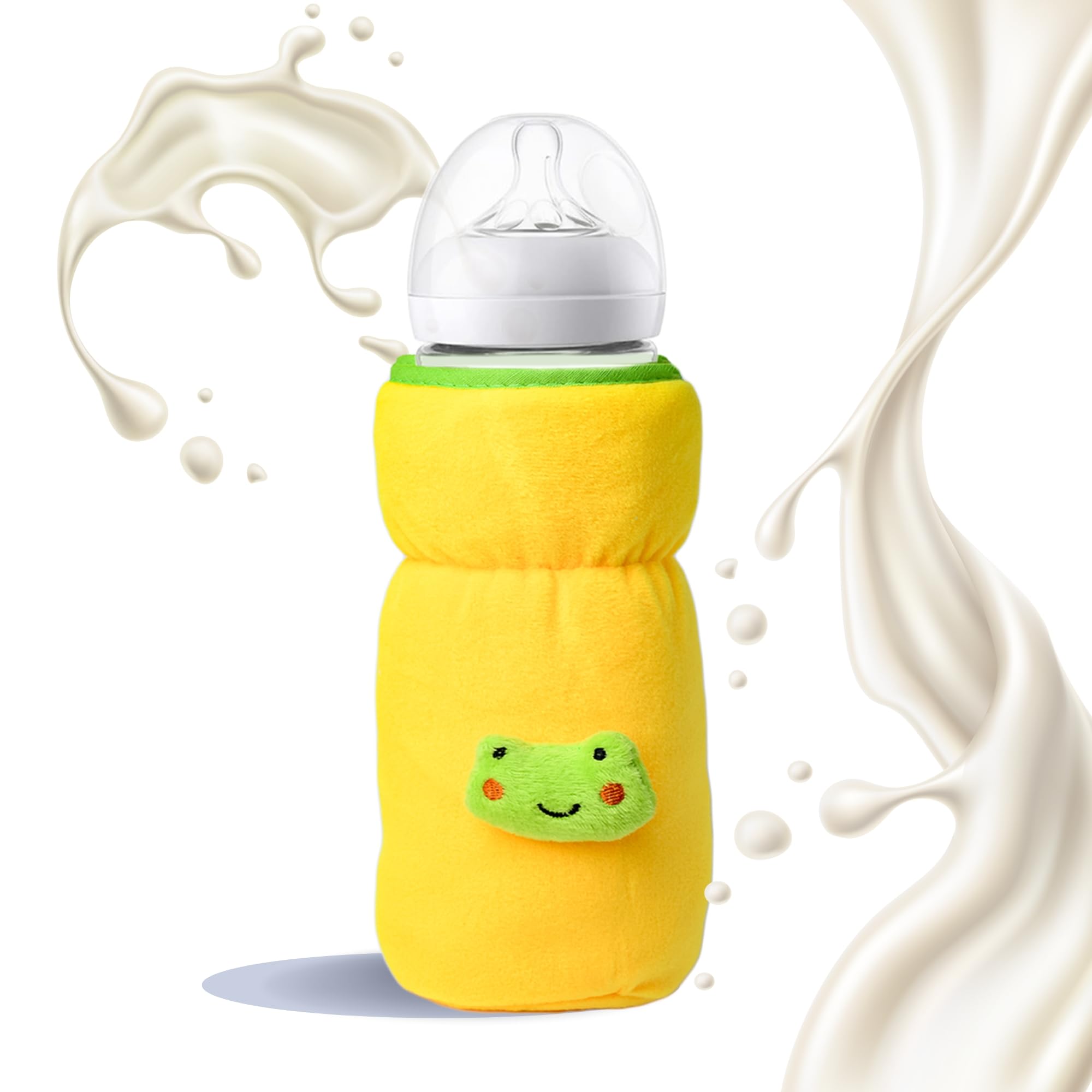 THE LITTLE LOOKERS Bottle Cover for Philips Avent/Wide Neck Feeders Soft Plush Stretchable Baby Feeding Bottle Cover with Easy to Hold Strap (Yellow, Wide Neck 240-330ml/8-11OZ)-image-45