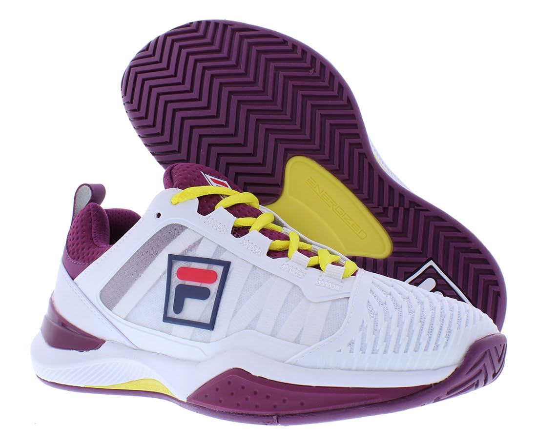 Fila Women`s SpeedServe Energized Tennis Shoes White and Magenta Purple