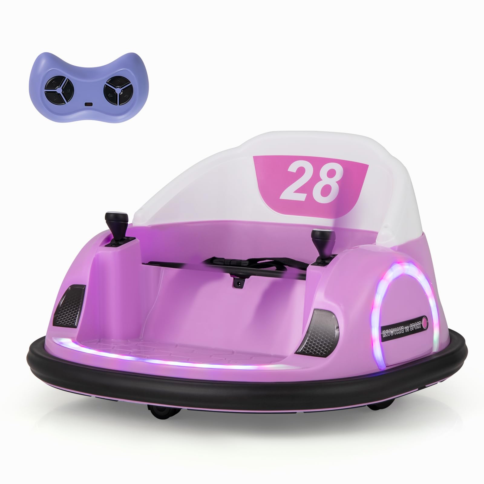 GYMAX Kids Ride on Bumper Car, 6V/12V Electric Waltzer Car with Remote Control, Dual Joysticks, Music & Lights, 360° Rotation Spin Toy Vehicle for 18+ Months Old (Pink, 6V: 66.5x64.5x39cm) — image 1