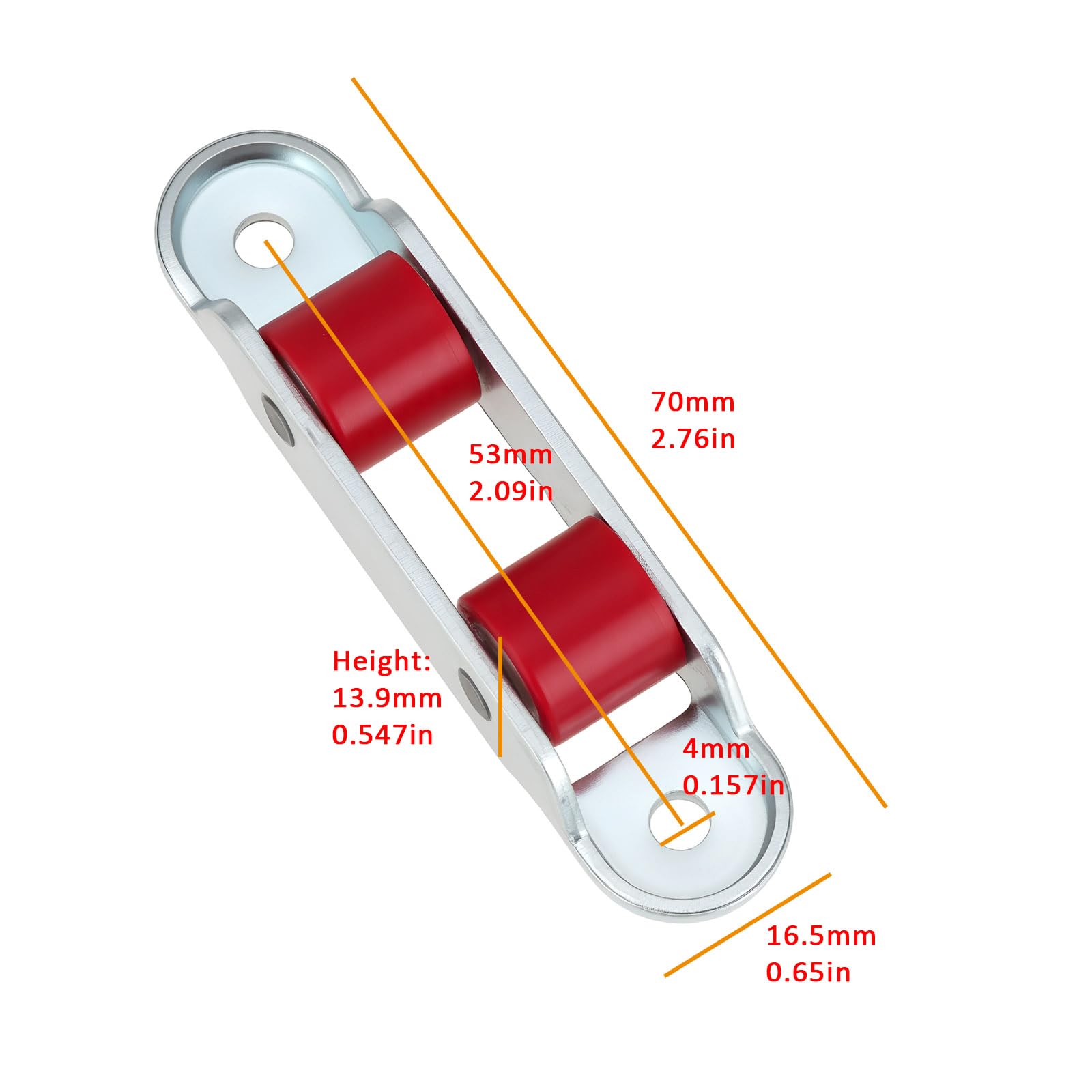 Briny River 20x Double Wheels Push Pull Window Pulley Double Wheel Track 70x16x13.9mm Compatible with Sliding Door Window and Wardrobe - Image 4