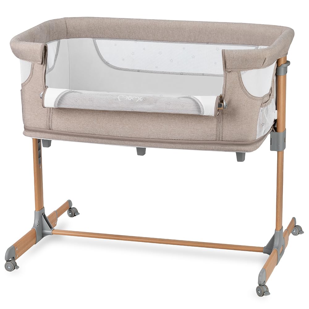 Momi Lettino multifunzione SMART BED 4-in-1, lettino co-sleeping e box, per bambini fino a 15 kg di peso, con altezza regolabile a 5 livelli, con materassino, cinghie di fissaggio e rotelle