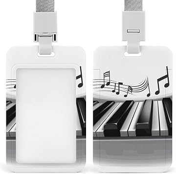 ID Badge Holders with Lanyard Piano Music Symbol Badge Holder Name Badge Card Holder for Work ID Badge Sleeve ID Card Holder for Work Office Teachers Programmers