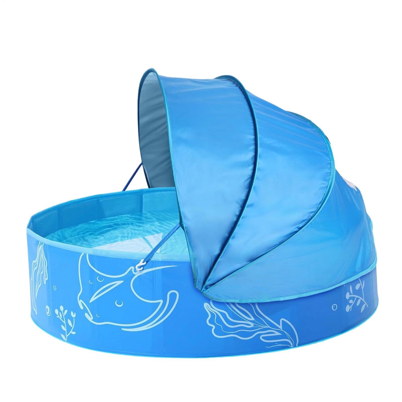 Piscina bimbi con tettuccio Tenda Pieghevole Per Attività Di Giochi D'Acqua | Piscina Per Bambini Con Tettuccio Outdoor Giardino Piccoli Spiaggia Mare Nuoto Vacanza Sole