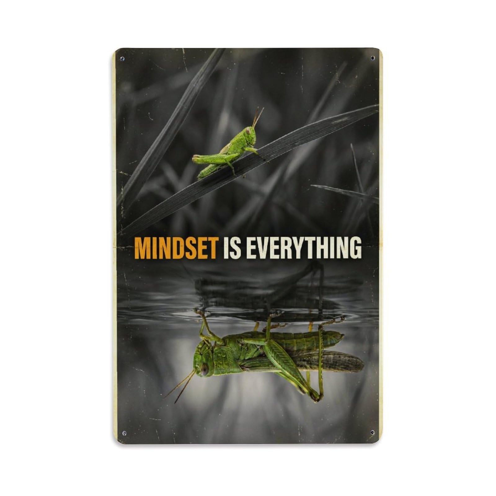 Mindset Is Everything Grasshopper Motivation Quote Metal Tin Sign