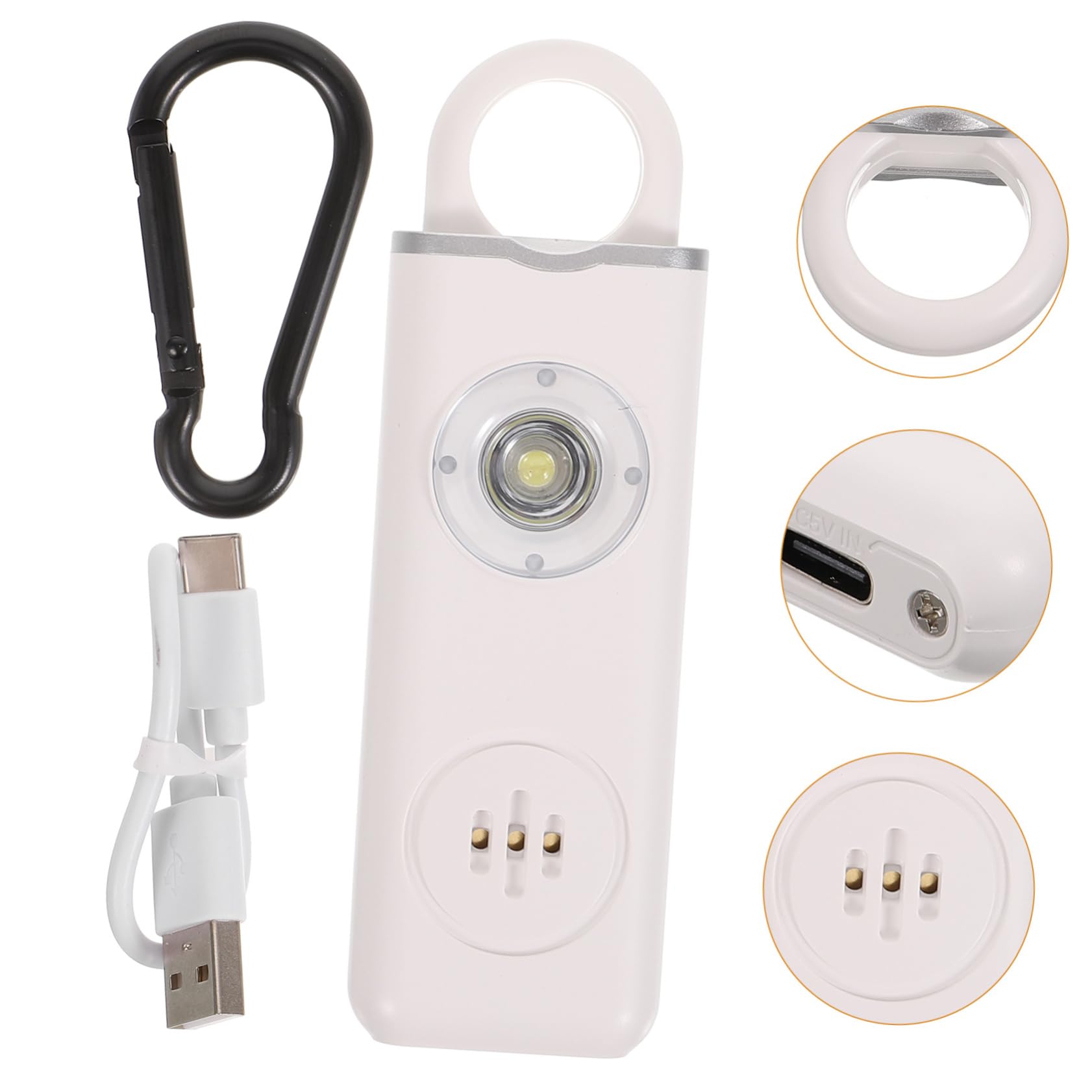 Beaupretty Allarme Personale Ricaricabile con LED Dispositivo Sicurezza Portachiavi per Quotidiana Compatto e Facile per Anziani