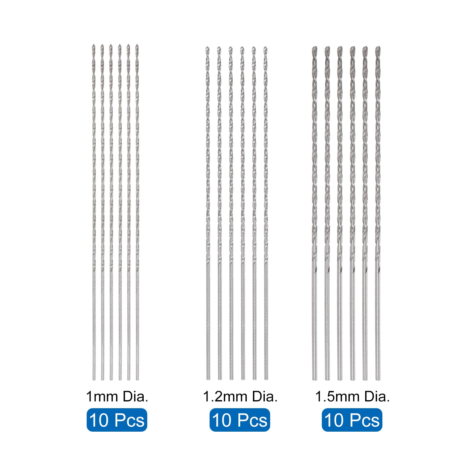 Lot De 5 Forets Hélicoïdaux Extra-Longs 1.3mm - Longueur 65mm - Pour Aluminium - Uxcell