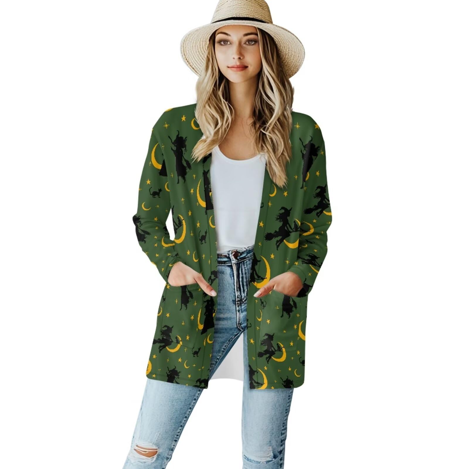 Womens Halloween Cardigan Front Open Casual Long Sleeve Soft Cardigan Sweaters Fall Coat
