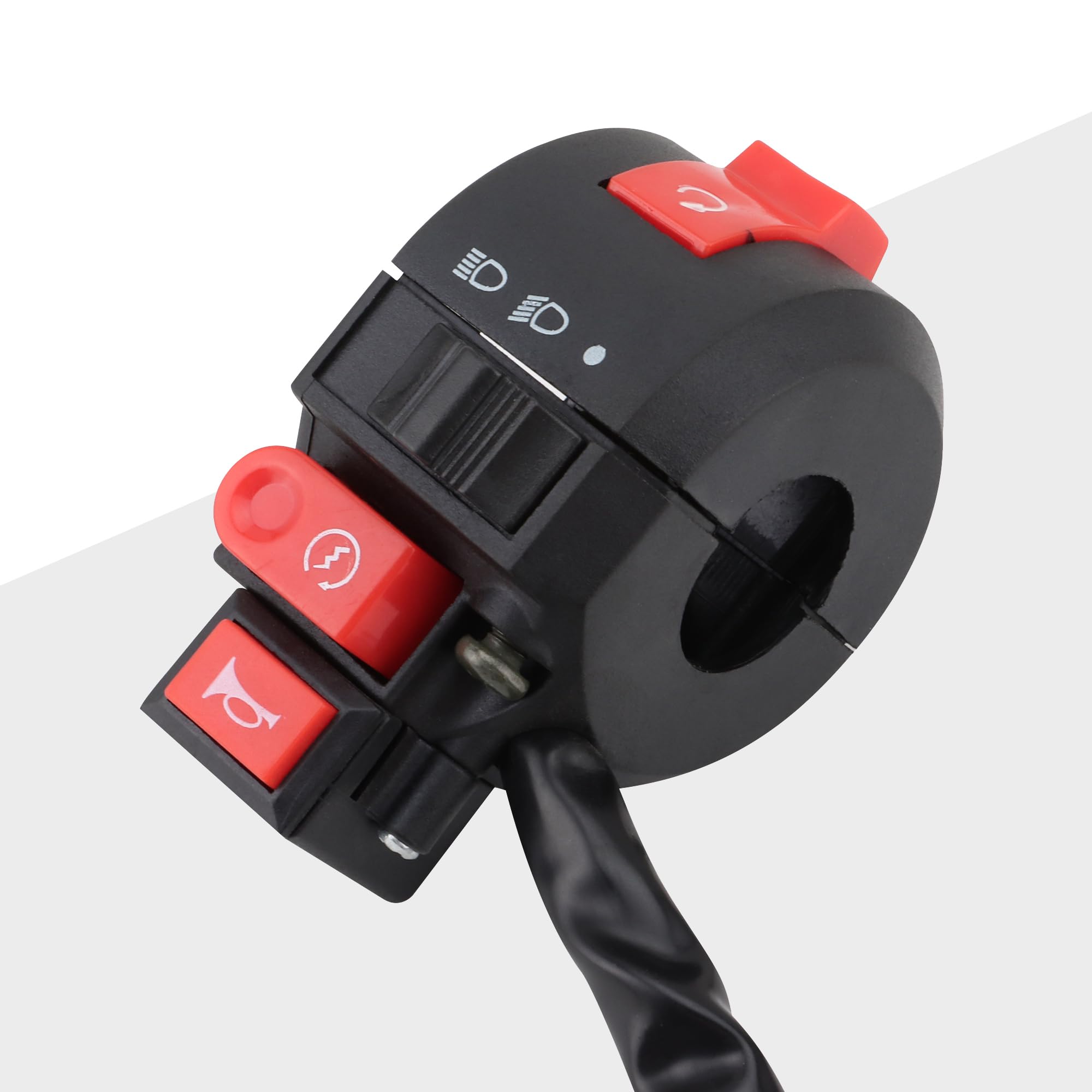 GOOFIT Moto 22mm 7/8 "ON off Controller Controllo Manubrio Faro Segnale Luce Pulsante Interruttore Montato con Clacson Sostituzione per ATV Dirt Bike Go Kart Scooter Pit Bike