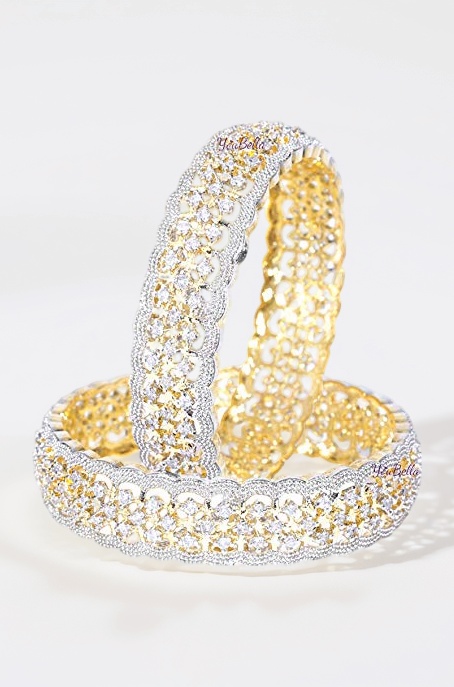 Jewellery Traditional Gold Plated American Diamond Bracelet Bangles Set for Girls and Women