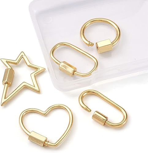 Miniatura 7 de Fashewelry 5 unidades de llavero de tornillo mezclado con cierre de mosquetón chapado en oro de 18 quilates con cierre de cierre de gancho para