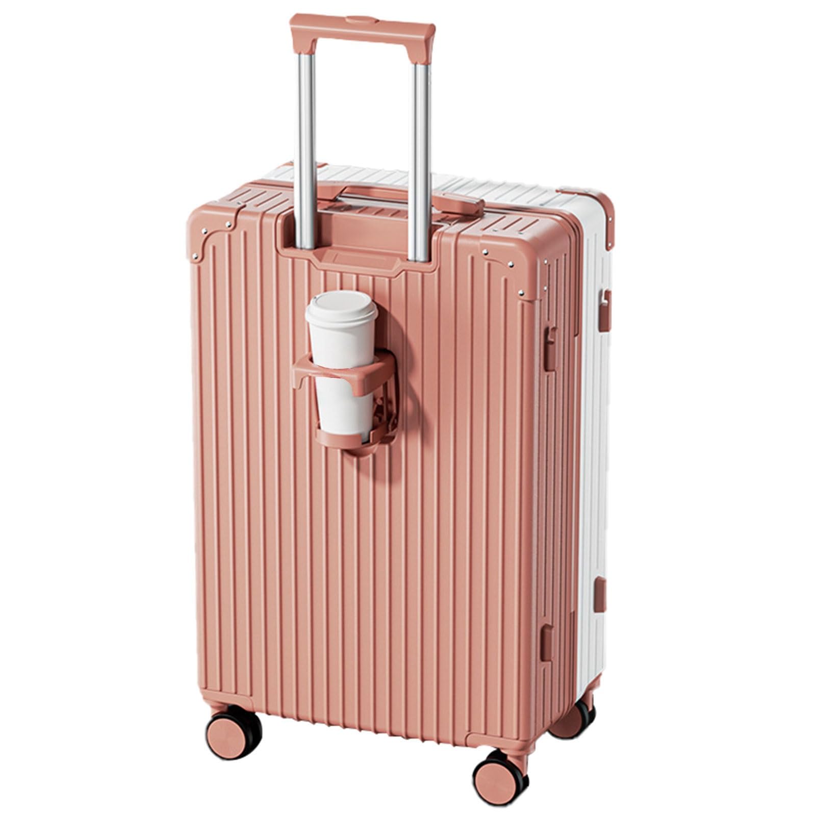 Bagaż Z Uchwytem Na Kubek, Konstrukcja Separacji Przestrzeni, Twarda Walizka Na Kółkach, Pyłoszczelna I Wodoodporna, Na Wycieczkę, Do Nauki (Color : 22 Rack, Size : Rose White)