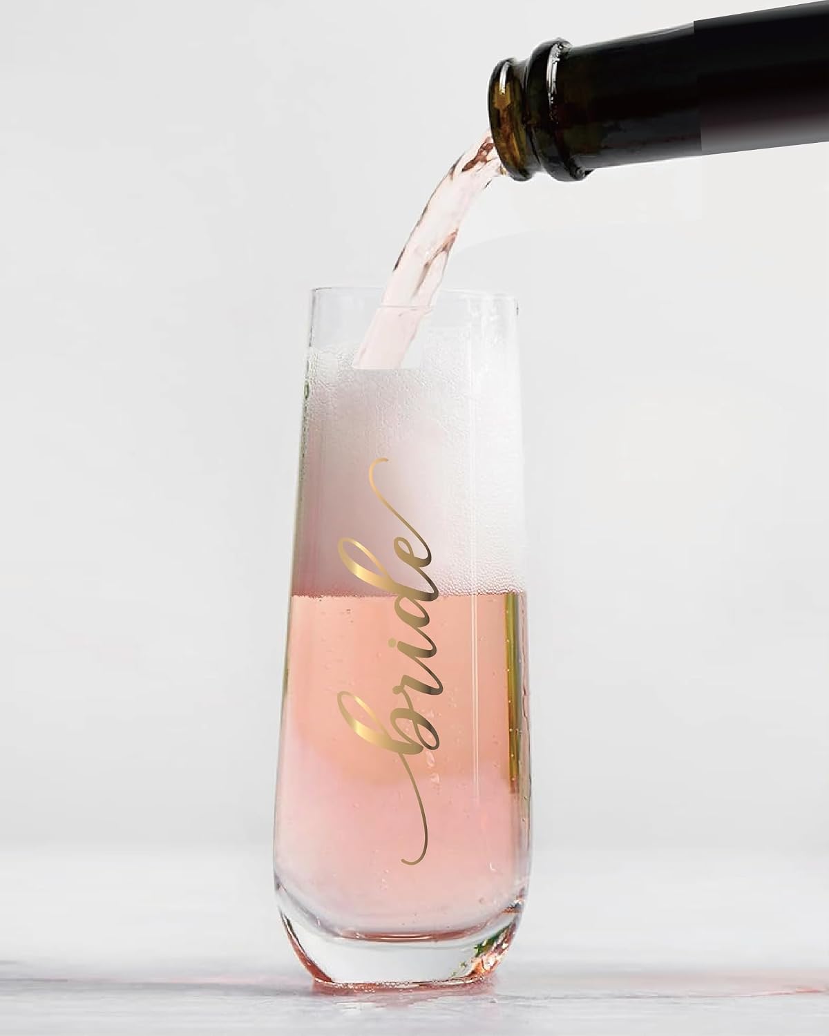 Bride Wedding Stemless Champagne Flutes, Bridal Party Wine Glasses, Bridal Shower Cups Gifts.