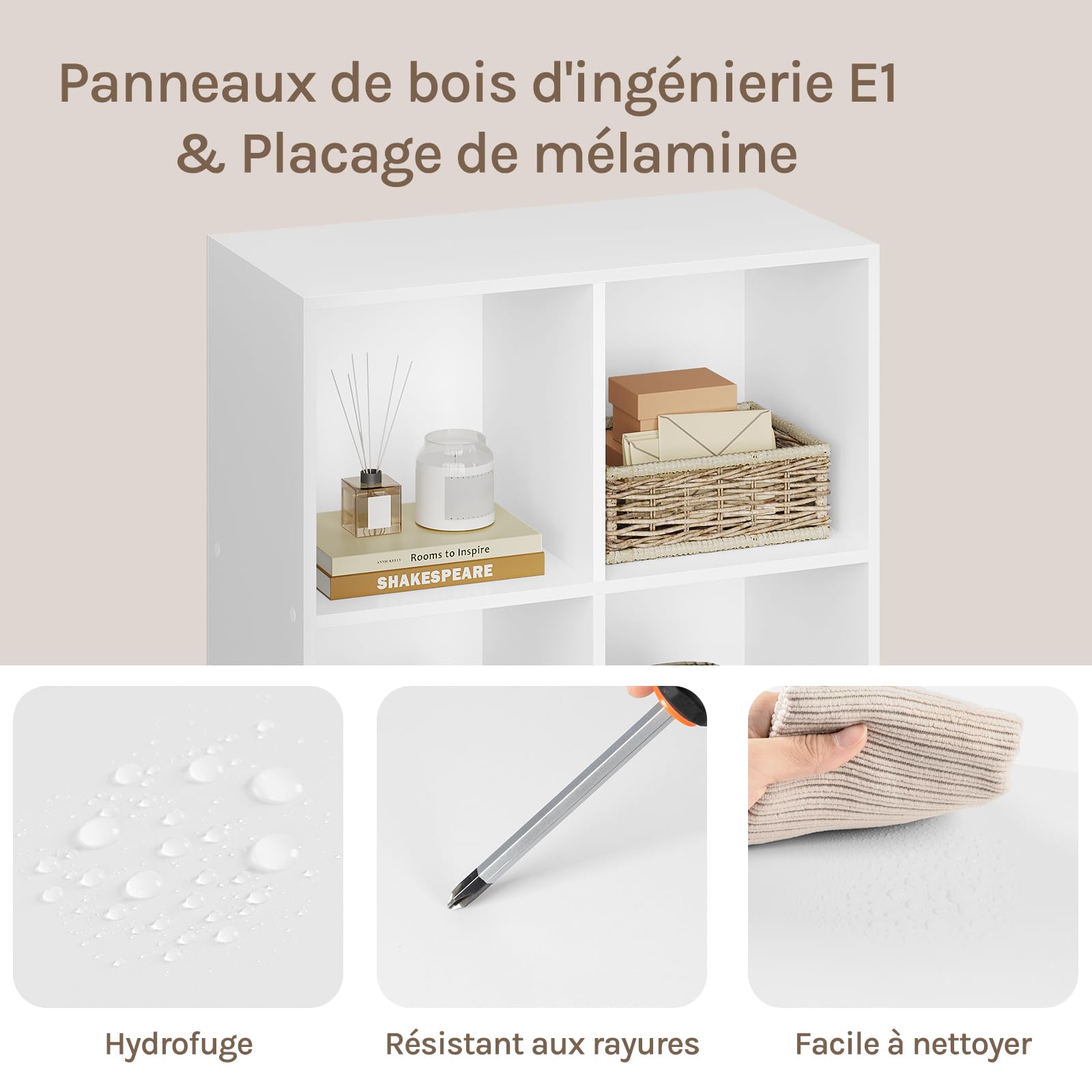 WOLTU Bibliothèque, Étagère de 8 Casiers, pour Salon, Bureau, 60x29,5x121cm en Panneaux de Particules, Blanc,SK002ws4