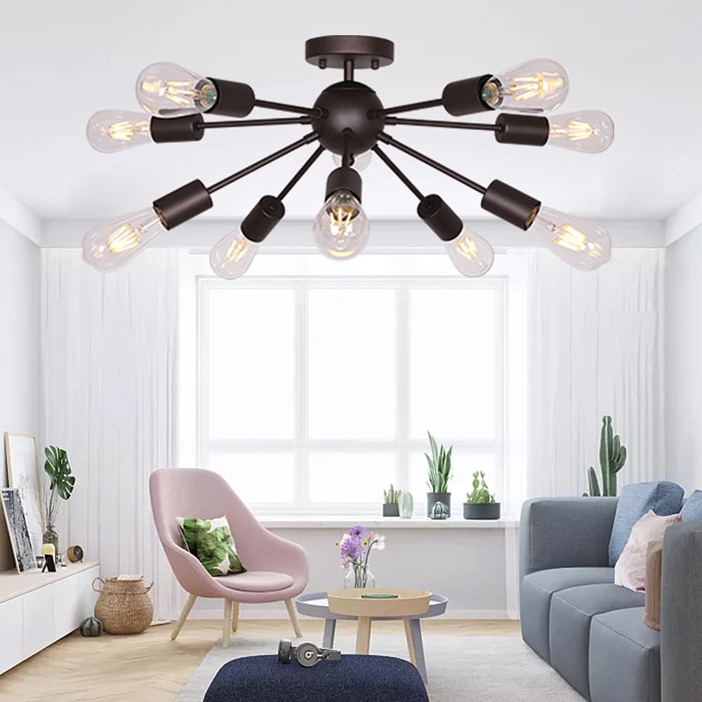 Crаzу Dеаlѕ BONLICHT Mid Century Modern Chandelier 10-Light Semi Flush Mount Ceiling Light Oil-Rubbed Bronze Sputnik Chandelier Industrial Vintage Starburst Lighting for Living Room Dining Room Kitchen Bedroom Crаzу Dеаlѕ BONLICHT Mid Century Modern Chandelier 10-Light Semi Flush Mount Ceiling Light Oil-Rubbed Bronze Sputnik Chandelier Industrial Vintage Starburst Lighting for Living Room Dining Room Kitchen Bedroom