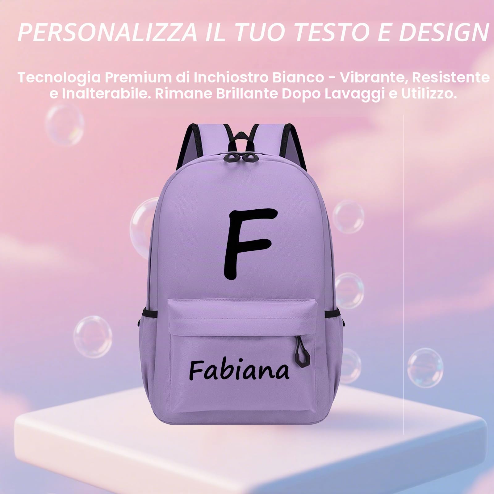 Generisch Zaini personalizzati per bambini, zaino personalizzato per bambini con nome e motivo, zaino impermeabile per scuola materna/elementare/giovani, zaino per ragazze e ragazzi S/M/L