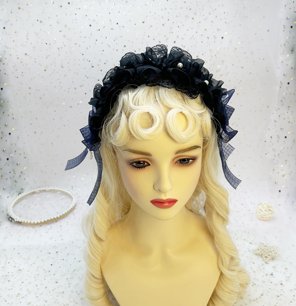 Amazon | ゴスロリヘアアクセサリー 蝶結び 付き 髪飾りフリル レース