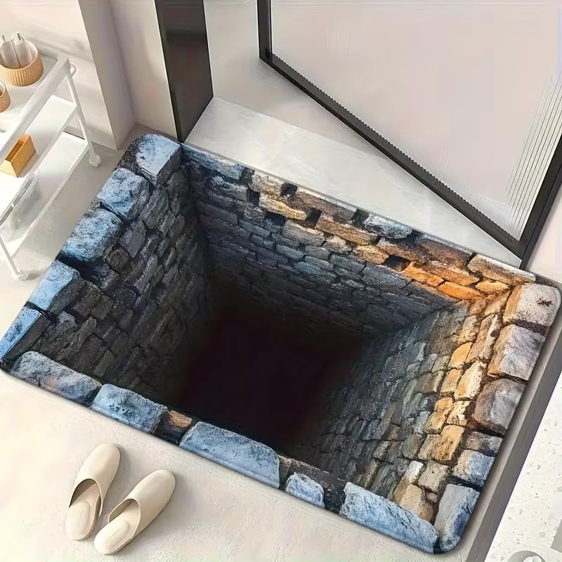 Tapis à illusion d'optique vortex 70x120 cm lavable et antidérapant pour salon