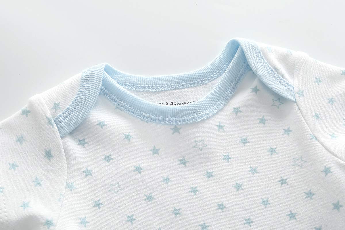 Kiddiezoom Baby Boys Bodysuit Newborn Short Sleeve Baby One-Piece Cotton 5-Pack Baby Clothes