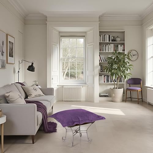 Miniatura 7 de Howard Elliott - Cojín otomano con funda, cojín cuadrado de repuesto para muebles de sofá otomano con tela de lino 100% natural para sillas y