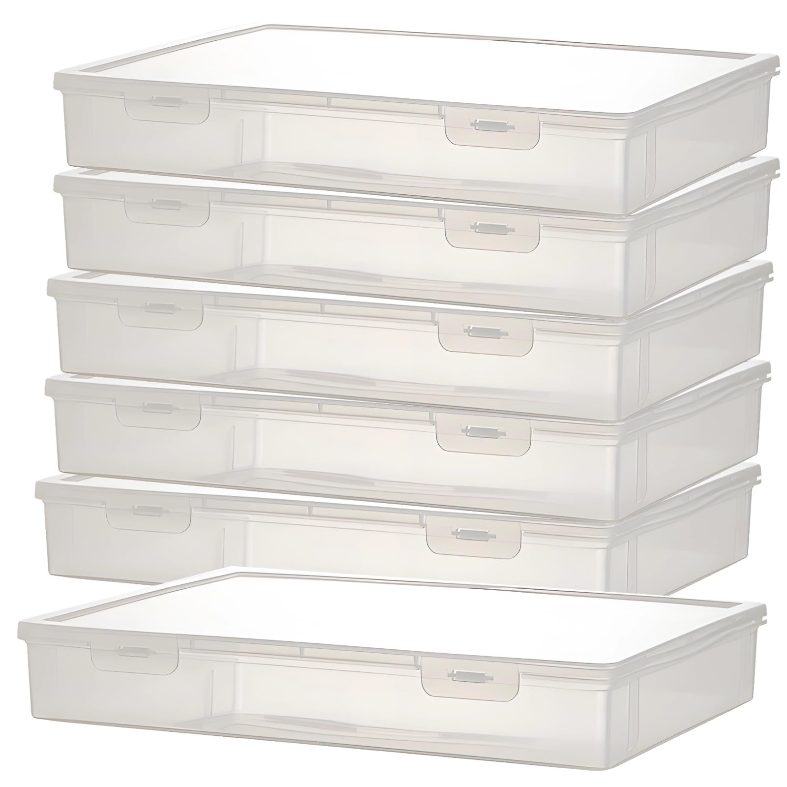 Organizer für Bastel- und Kunst-Organizer, Deckel mit Behältern, 6 Stück, Aufbewahrungsboxen aus Kunststoff, ideal für Schreibwaren und Perlen für langlebige Bastelarbeiten, transparente