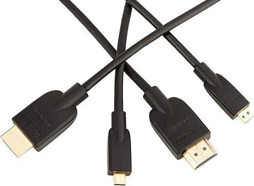AmazonBasics HL-007331 High-Speed Micro-HDMI (NOT Micro-USB) to HDMI Cable – 3 Feet (2-Pack) (Latest Standard) (Black)