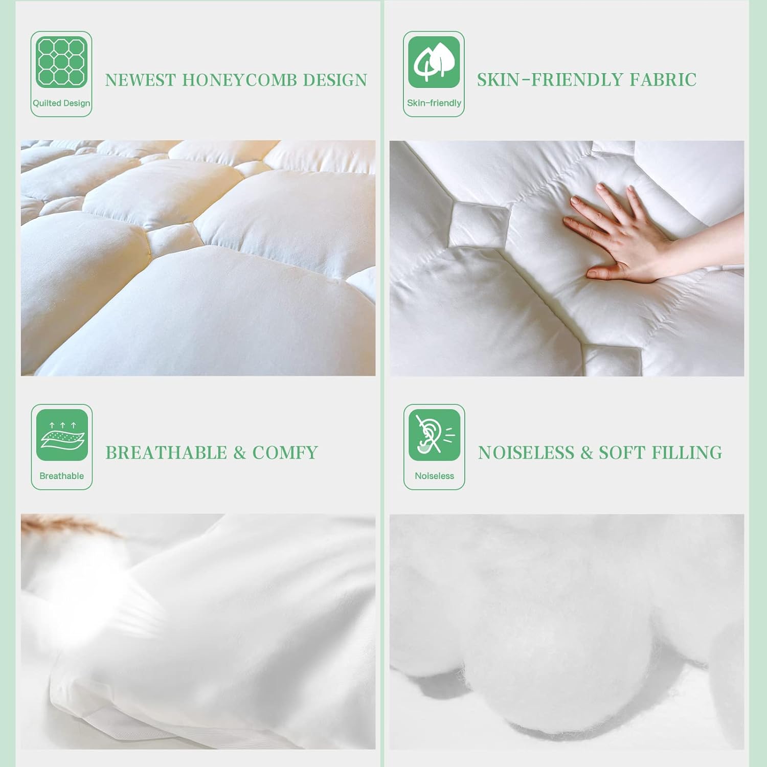 King Size White Bamboo Rayon Pillow Top Mattress Pad