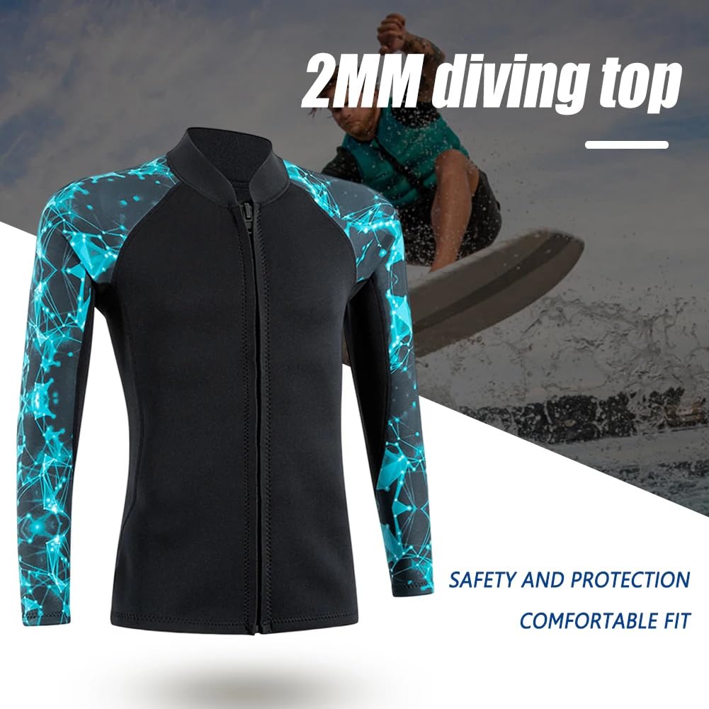 WYYHAA 2MM Wetsuit Top Mens Women, Ultra Stretchy & Warmth Neoprene Diving Jacket Long Sleeve Wetsuit Jacket for Snorkeling Surfing Kayaking Canoeing,M