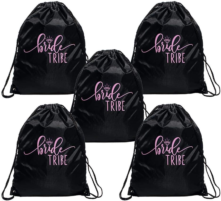 Anderson's Bride Tribe Drawstring Bags, Set of 5, Bridesmaids, Gifts