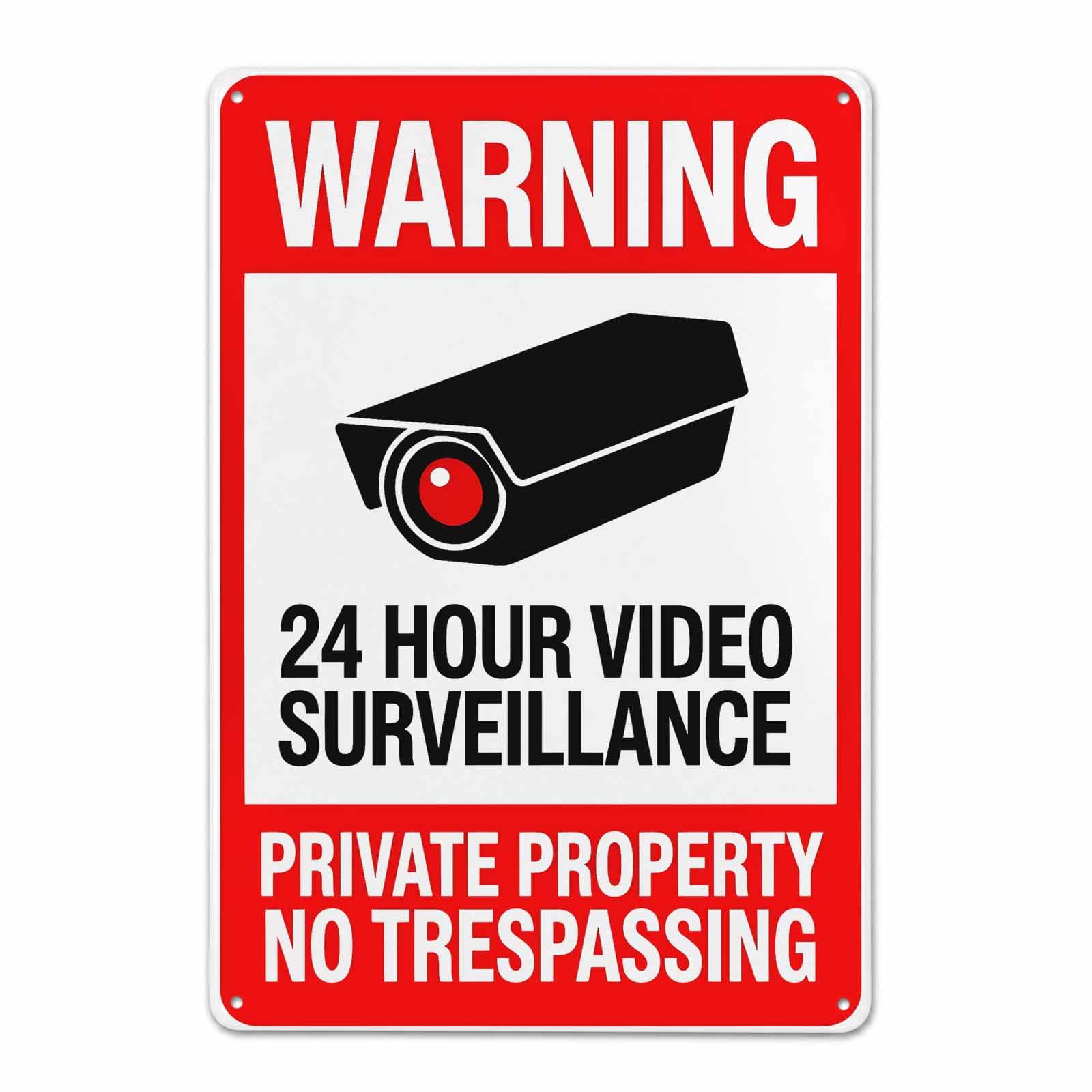 Gsrony Boys Type09 Warning 24 Hour Video Surveillance Vintage Metal Tin Sign 8X12,Waterproof