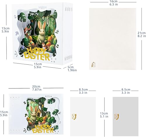 Miniatura 9 de CNLITIHEKA Tarjetas emergentes de Pascua de Animal Garden, tarjeta de feliz Pascua, tarjeta de conejo de Pascua, tarjeta de felicitación de Pascua