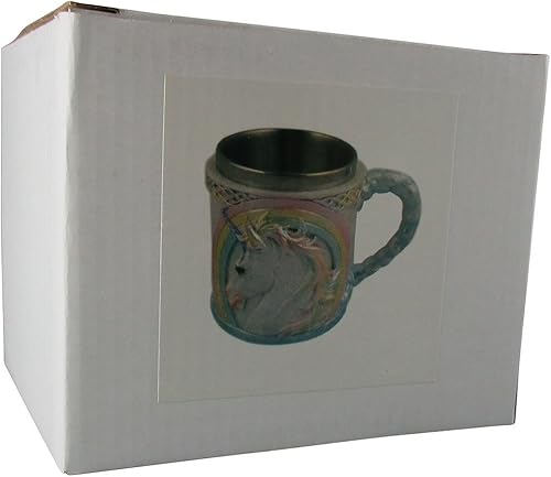 Miniatura 6 de Taza de café con motivo de unicornio arco iris, Taza de té con motivos fantásticos, Vaso de acero inoxidable fantasía, Diseño medieval de nudo Celta