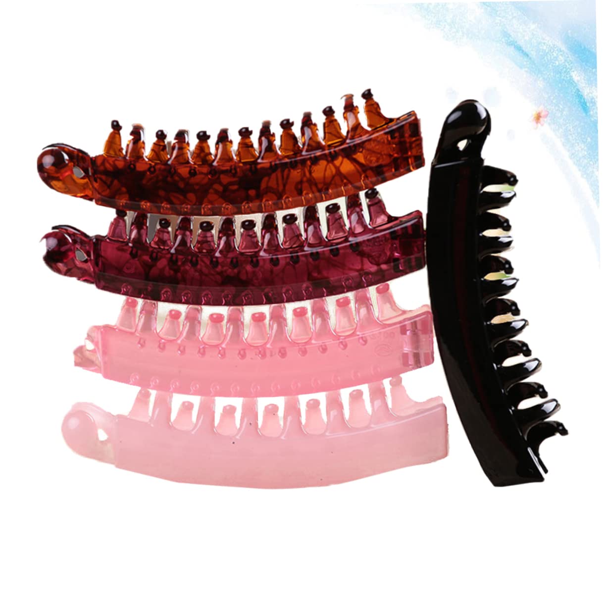 POPETPOP 15piezas Pinzas De Plátano Para Cabello Clips De De Caballo y Fishtail Negro Café Oscuro Rosa Accesorios De Pelo Para Mujeres y Niñas