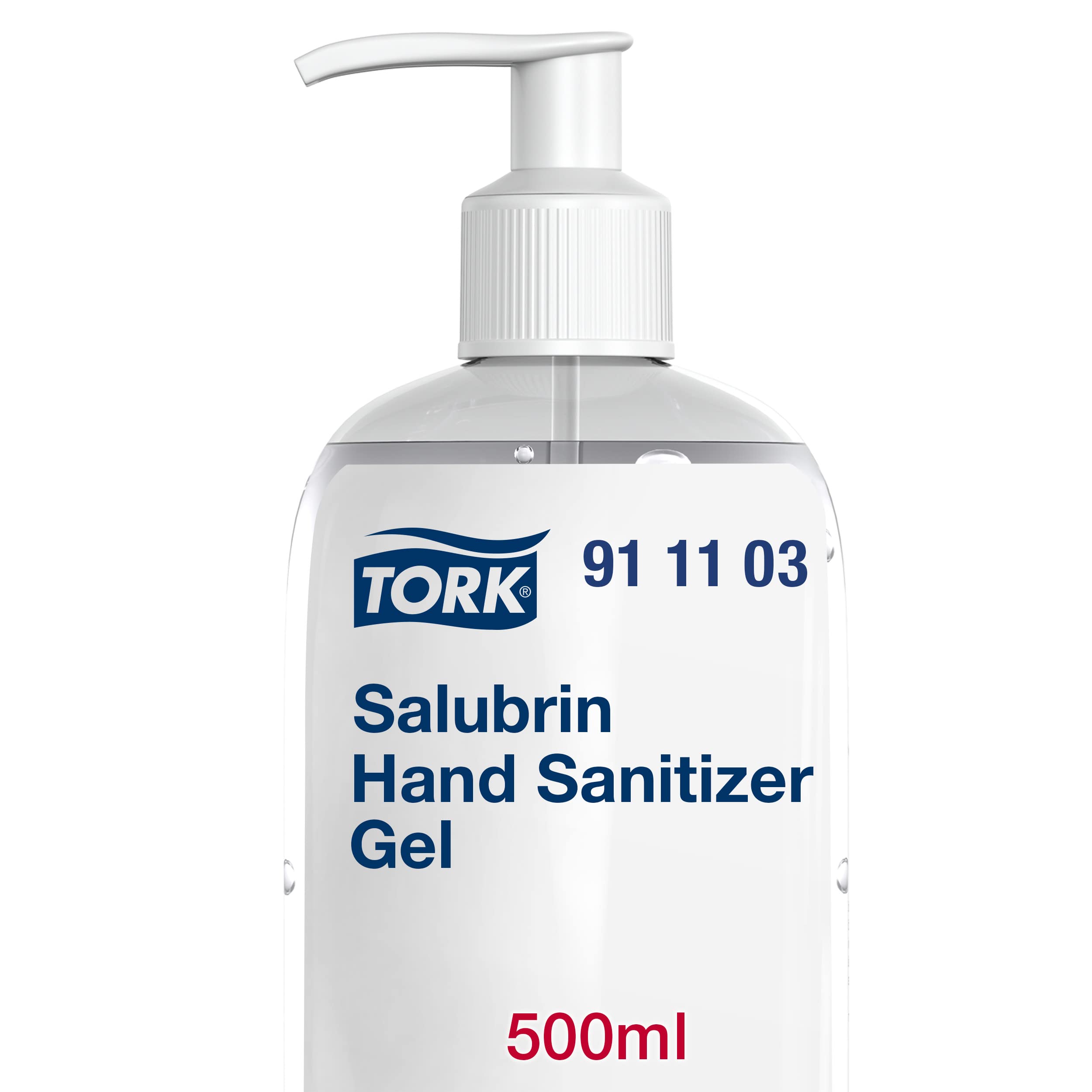 Tork Salubrin Gel Désinfectant pour les Mains Hydratant Flacon Pompe, en 1500 et en 14476, 8 × 500 ml, 911103