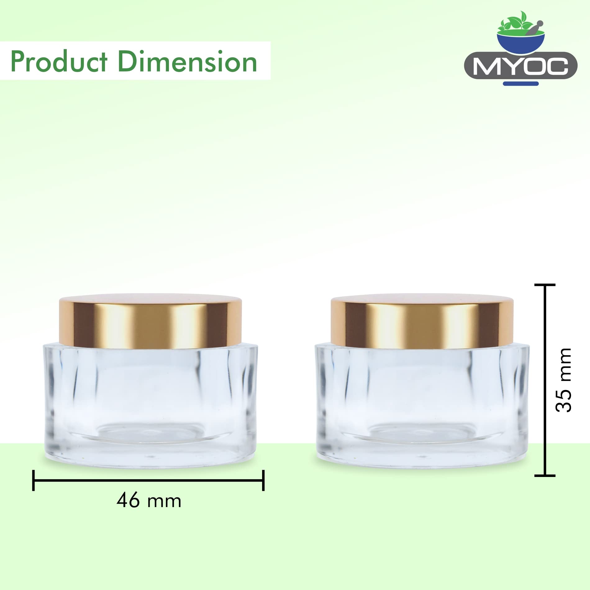 MYOC Empty Transparent Oval Acrylic San Jars with Golden Caps for Lip Balm, Lip Scrub, Creams, Pigments, Leakproof, Reusable Cosmetic Container for Makeup & DIY Beauty Products - 15gm(Pack of 8)