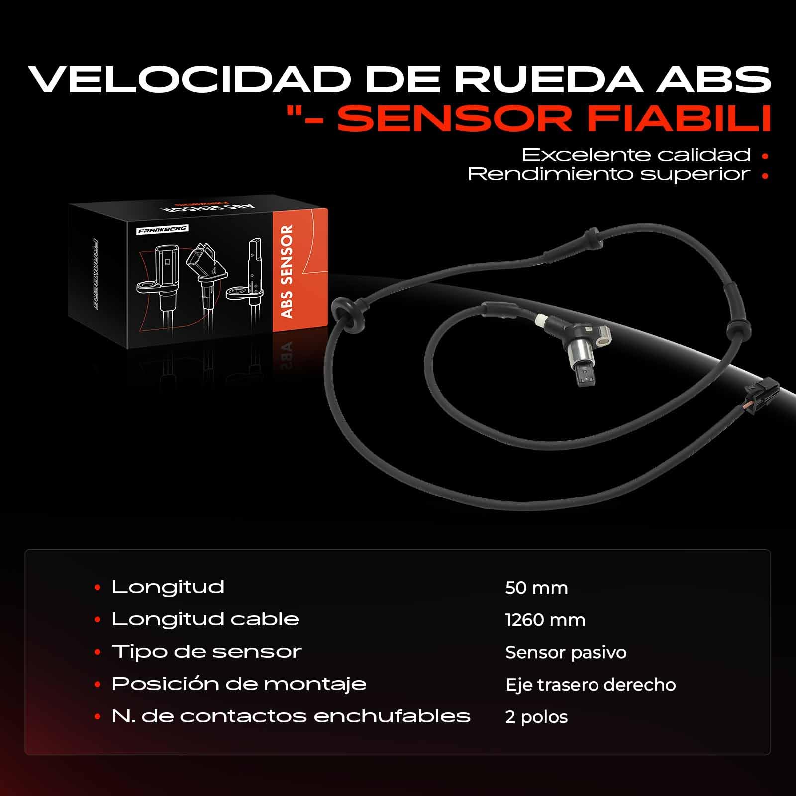 Frankberg Sensor de velocidad de ruedas Sensor ABS 2 Polos Compatible con Felicia II 6U1 Felicia I 6U1 Felicia I Touring 6U5 Felicia II Touring 6U5 Felicia I Pick-up 6U7 6UF Replace# 6U0927807A