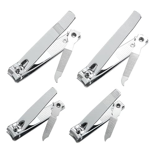 Paquete de 4 cortaúñas. Uñas de las manos + uñas de los pies, acero inoxidable-QLLB008C